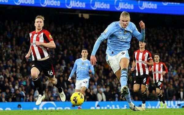 Haaland phá dớp trước Brentford, sánh ngang kỷ lục của Harry Kane