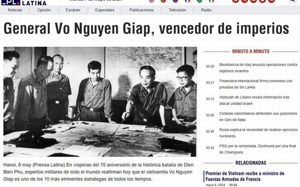 Truyền thông Cuba ca ngợi Đại tướng Võ Nguyên Giáp